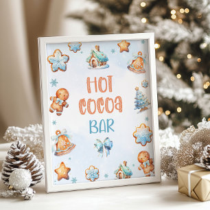 Hot cocoa bar Blue Cookie Christmas Birthday Poster