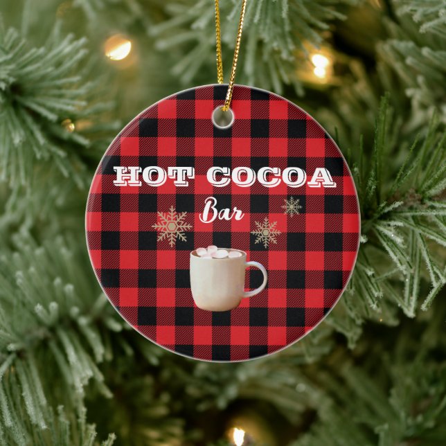 Hot Cocoa Bar Check Mountain  Ceramic Ornament (Tree)