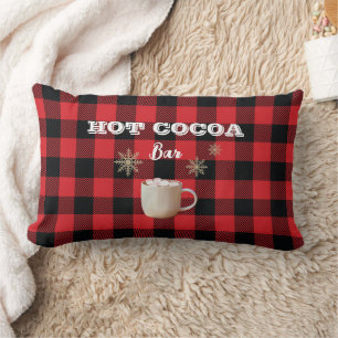 Hot Cocoa Bar Check Mountain Lumbar Cushion