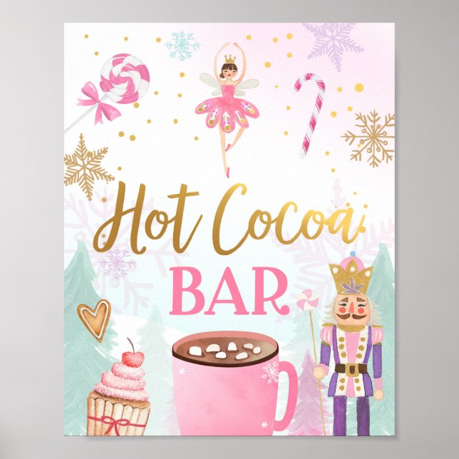 Hot Cocoa Bar Chocolate Nutcracker Ballerina Girl Poster (Front)