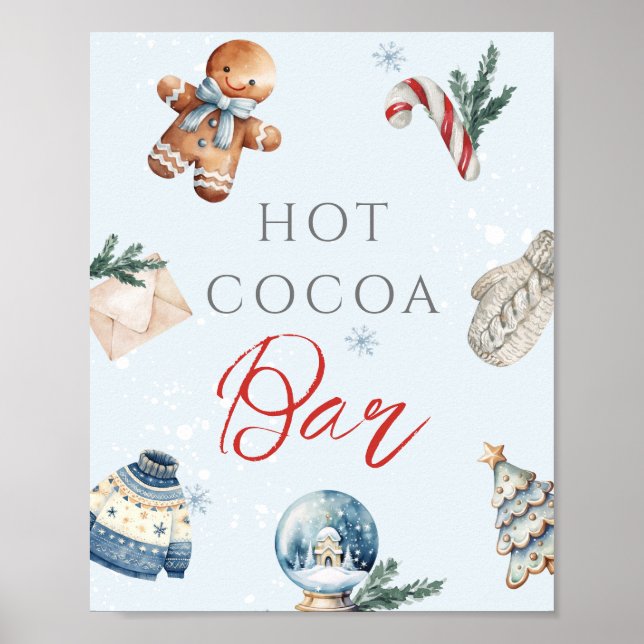 Hot Cocoa Bar Christmas  Winter First Birthday Poster (Front)