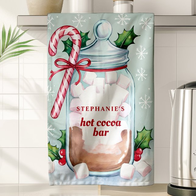 Hot Cocoa Bar Cute Personalised Christmas Tea Towel (Creator Uploaded)