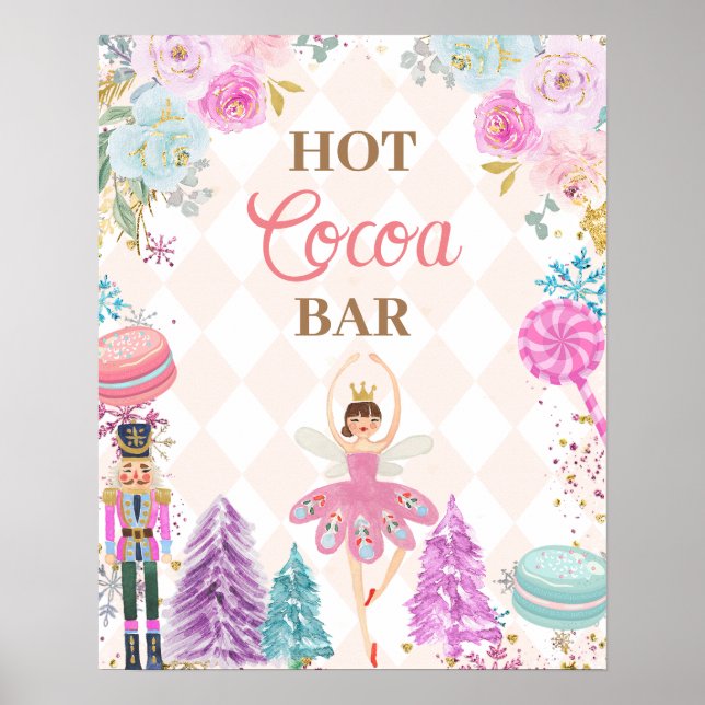 Hot Cocoa Bar Nutcracker Land Of Sweets Birthday Poster (Front)