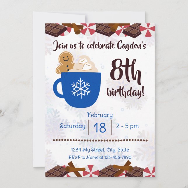 Hot Cocoa Birthday Party Invitation (Front)