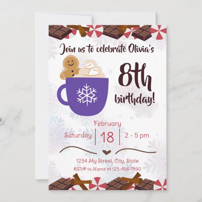 Hot Cocoa Birthday Party Invitation (Front)