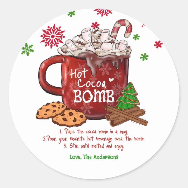 Hot Cocoa Bomb Christmas Classic Round Sticker (Front)