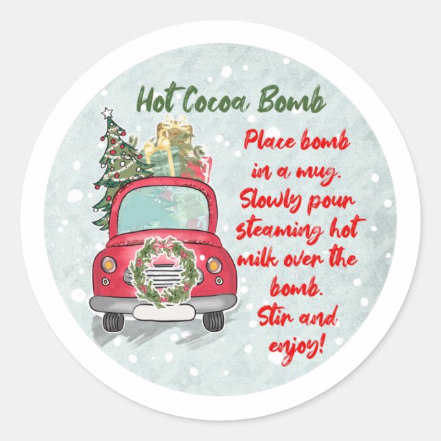 Hot cocoa bomb sticker, hot chocolate bomb label (Front)
