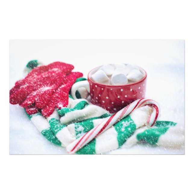 Hot Cocoa | Candy Cane | Scarf & Mitts Christmas Photo Print (Front)