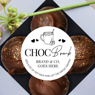 Hot Cocoa Chocolate Bomb Instructions Minimal Logo Classic Round Sticker