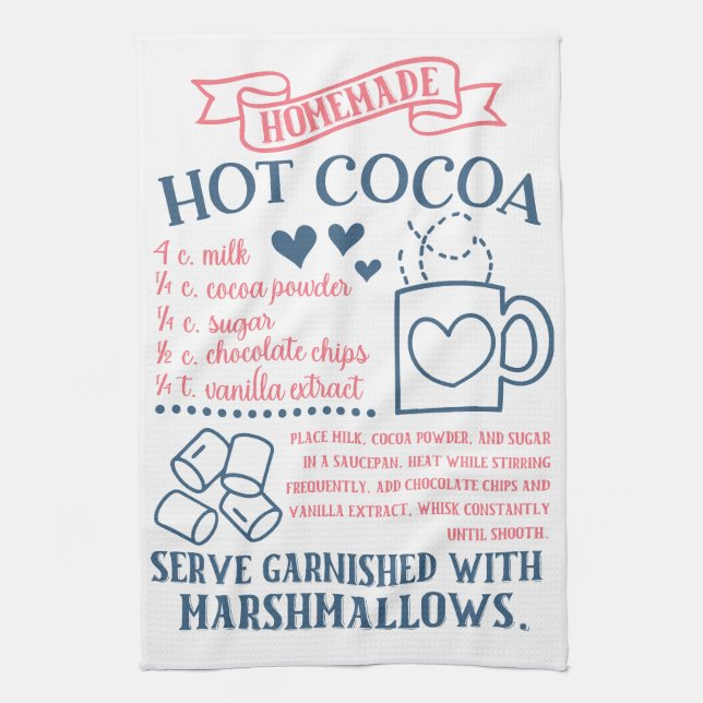 Hot Cocoa Chocolate Recipe Kitchen Towel (Vertical)