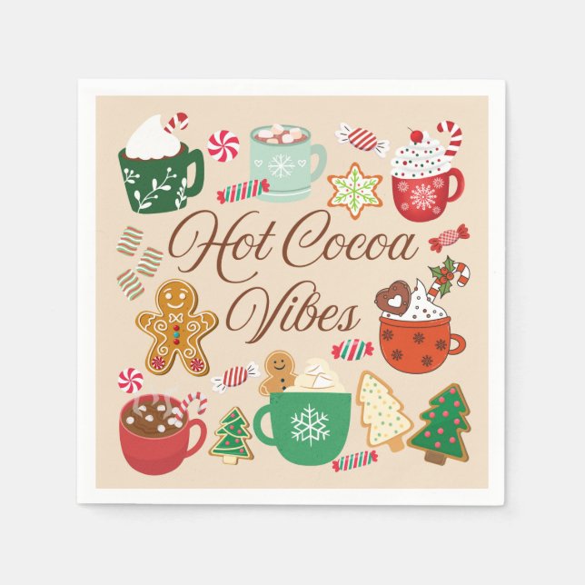 Hot Cocoa Christmas Vibes Napkin (Front)