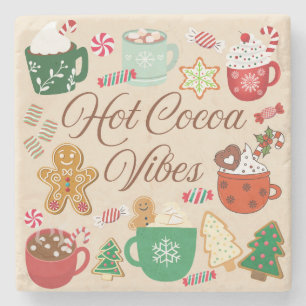 Hot Cocoa Christmas Vibes Stone Coaster