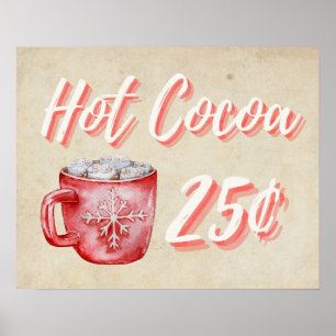 Hot Cocoa Christmas Wall Art Decor Poster