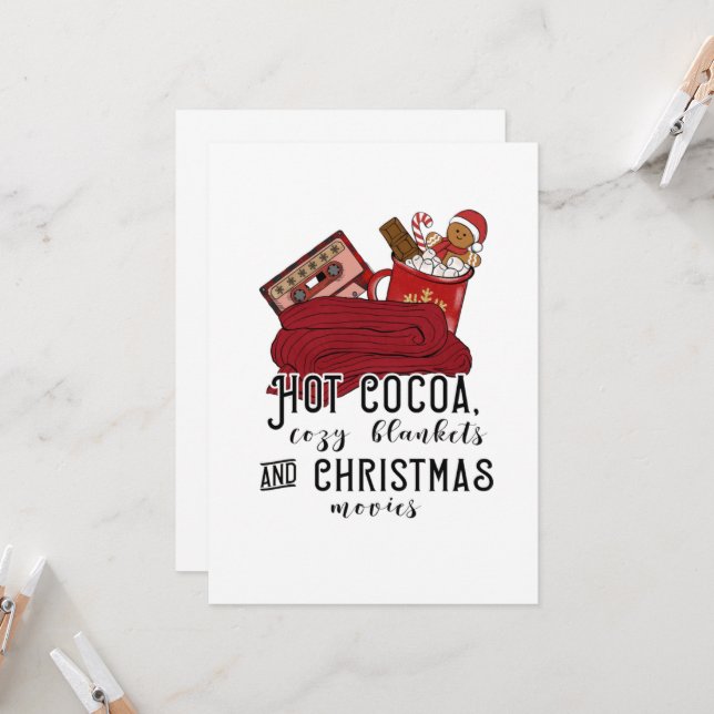 Hot Cocoa Cosy Blankets And Christmas Movies Cute  Invitation (Front/Back In Situ)
