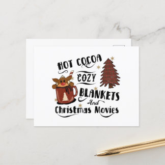 Hot Cocoa Cosy Blankets And Christmas Movies Cute  Postcard