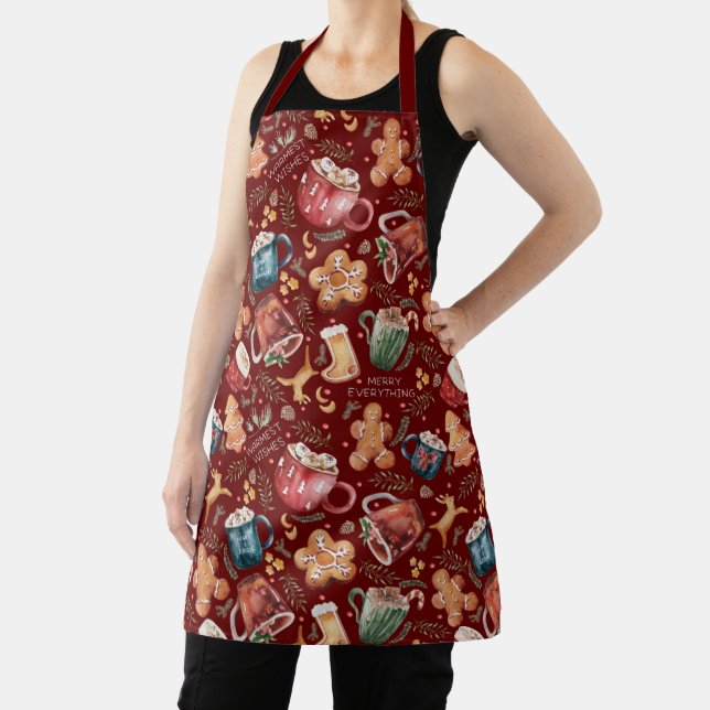 Hot Cocoa Gingerbread Cookies Rustic Christmas  Apron (Insitu)