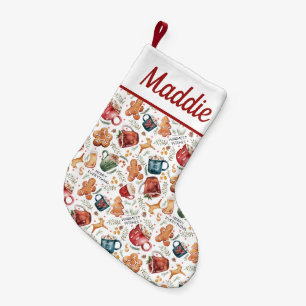 Hot Cocoa Gingerbread Cookies Rustic Christmas Small Christmas Stocking