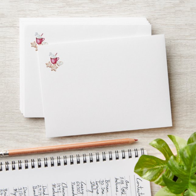 Hot cocoa gingerbread cookies watercolor envelope (Stacked)