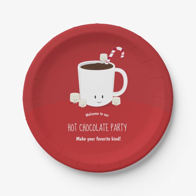 Hot Cocoa Hot Chocolate Fun Christmas Party Paper Plate (Front)