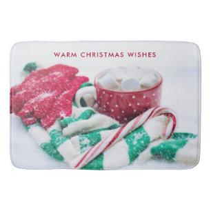 Hot Cocoa Marshmallows & Candy Cane Christmas Bath Mat