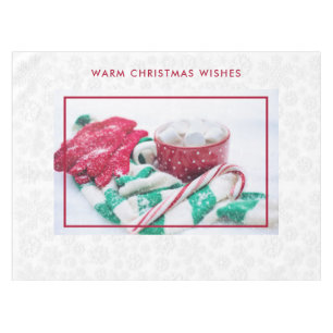 Hot Cocoa Marshmallows & Candy Cane Christmas Tablecloth
