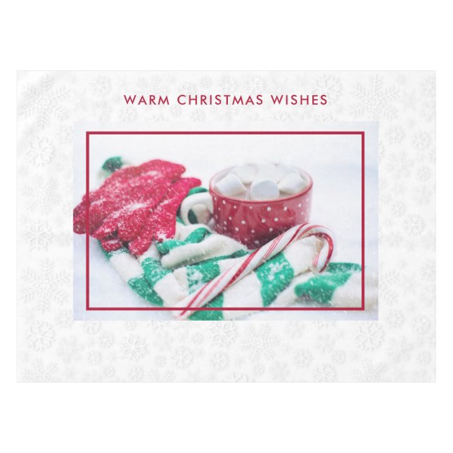 Hot Cocoa Marshmallows & Candy Cane Christmas Tablecloth (Front (Horizontal))