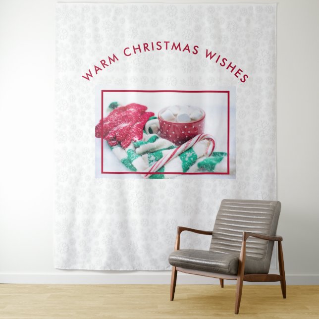 Hot Cocoa Marshmallows & Candy Cane Christmas Tapestry (In Situ)