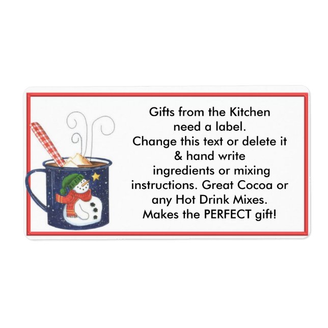 Hot Cocoa Mix Labels Kitchen Gift labels (Front)