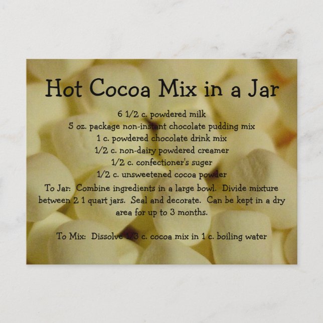 Hot Cocoa Mix Recipe Postcard (Front)