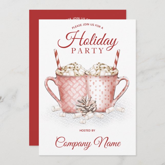 Hot Cocoa Mugst Corporate Holiday Party Invitation (Front/Back)