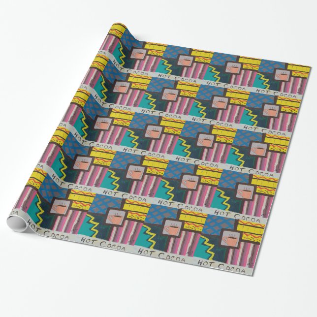 Hot Cocoa Painting Wrapping Paper (Unrolled)