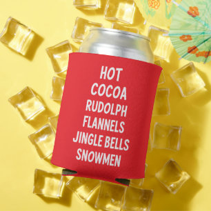 Hot Cocoa Rudolph Flannels Jingle Bells Santa Can Cooler