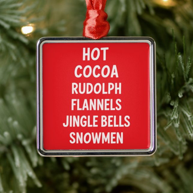Hot Cocoa Rudolph Flannels Jingle Bells Santa  Metal Ornament (Tree)