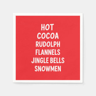 Hot Cocoa Rudolph Flannels Jingle Bells Santa  Napkin