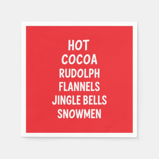 Hot Cocoa Rudolph Flannels Jingle Bells Santa  Napkin (Front)
