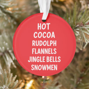Hot Cocoa Rudolph Flannels Jingle Bells Santa Ornament