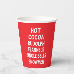 Hot Cocoa Rudolph Flannels Jingle Bells Santa Paper Cups