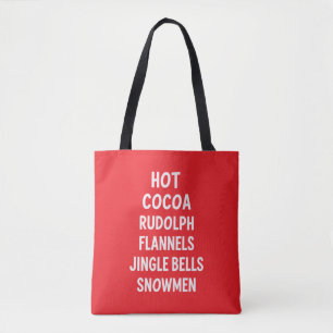 Hot Cocoa Rudolph Flannels Jingle Bells Santa Tote Bag