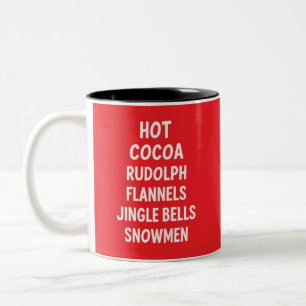 Hot Cocoa Rudolph Flannels Jingle Bells Santa Two-Tone Coffee Mug