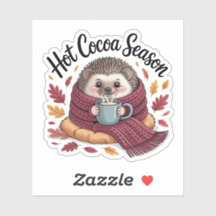 Hot Cocoa Season — Cosy Hedgehog & Fall Leaves