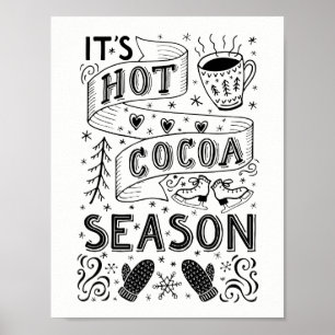 Hot cocoa season hand lettering quote poster