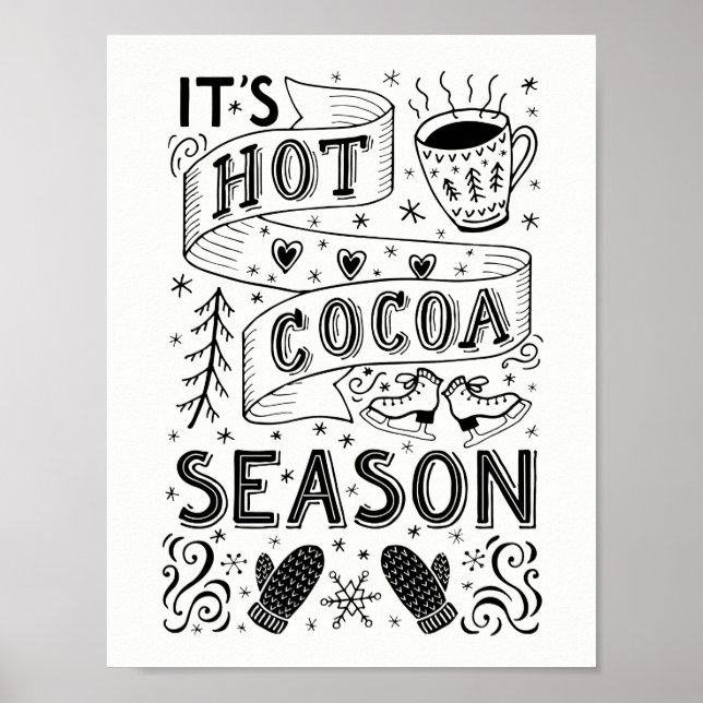 Hot cocoa season hand lettering quote poster (Front)