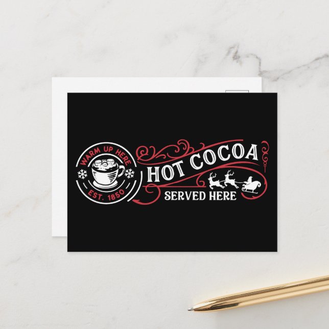 Hot cocoa served here  holiday postcard (Front/Back In Situ)
