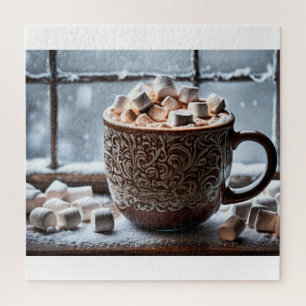 HOT COCOA window winter snow  Jigsaw Puzzle
