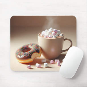 Hot Cocoa With Doughnut Mouse Pad