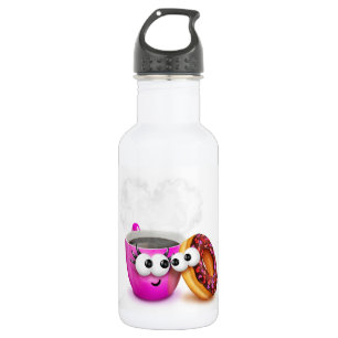 Hot Coffee And A Doughnut Water Bottle