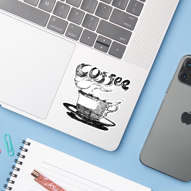 Hot coffee hand drawn clipart (Laptop w/ iPhone)