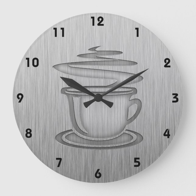 Hot Coffee; Metal-look Large Clock (Front)