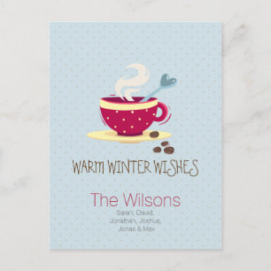 Hot Coffee Warmest Winter Wishes postCards