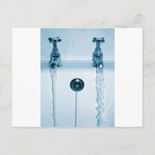 Hot & Cold Water, Bath time, Running Faucets Postcard (Front)